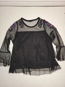 Top Lane Bryant 26/28 Malla Floral Mangas Largas Transparentes Hada Bruja Capricho - Imagen 1 de 9