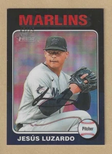2024 Topps Heritage Jesús Luzardo #448 refractor cromo negro #'d 43/75 Marlins - Imagen 1 de 2