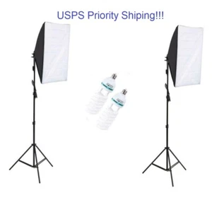 150W Studio Photography Softbox Continuous Photo Lighting Kit Light Bulb Bag 2X - Picture 1 of 9