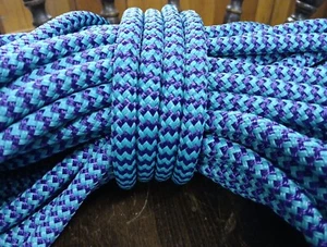7/16" x 100 ft. Double Braid-Yacht Braid Polyester.Made in USA.Purple/Turquoise - Bild 1 von 3