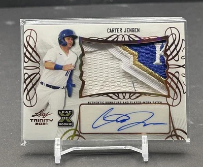Carter Jensen 2021 Leaf Trinity Rookie Patch Auto #PA-CJ1 Royals RPA RC - Image 1 of 2
