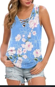 Top túnica floral de verano Feiersi para mujer/blusa informal manga corta - talla XL suave - Imagen 1 de 8