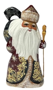 Pysanky russischer handgefertigter atemberaubender 9,5 Zoll Weihnachtsmann aus Holz signiert Makapoba T Poccha - Bild 1 von 8