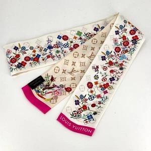 LOUIS VUITTON Takashi Murakami Superflat Monogram Bandeau Scarf M96165 USED - Picture 1 of 11