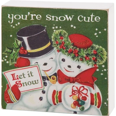 Primitives by Kathy Holiday Snow Cute Retro Sign Snowman Decor Rustic Tier Tray - Image 1 of 3