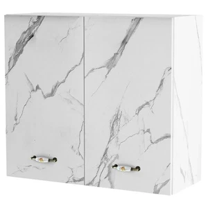 Pensile da Cucina Scolapiatti Sistema Raccogli Gocce Mobile Bianco Effetto Marmo - Foto 1 di 11