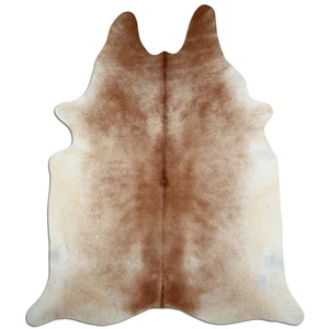Premium Kuhfell Teppich XXL Rinderfell L240 x B200 cm karamell braun weiß - Bild 1 von 2