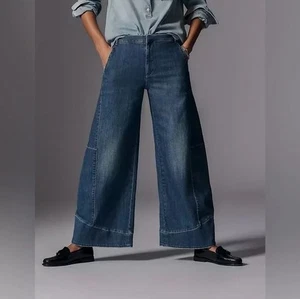Pilcro Anthropo Full Curve High-Rise Barrel Wide Leg Jeans Baggy Gr. 29 Dark Wash - Bild 1 von 11