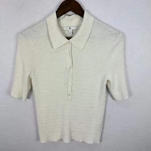 Banana Republic Top klein elfenbein Strick Polo leise Luxus altes Geld minimalistisch - Bild 1 von 6