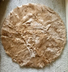 Langflor Teppich rund 120 Cm Braun Beige Camel NEU - Bild 1 von 2