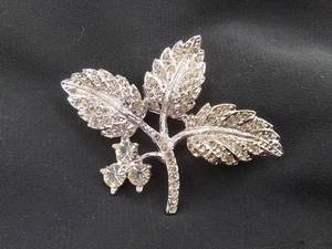 SPILLA SPILLA ESTATE FIORE FOGLIA FOGLIAME STRASS TONO ARGENTO BRILLANTE - Foto 1 di 12