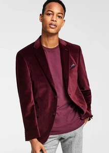 Alfani Men's Slim-Fit Solid Velvet Sport Coat Blazer, Burgundy, 38 L - Picture 1 of 6