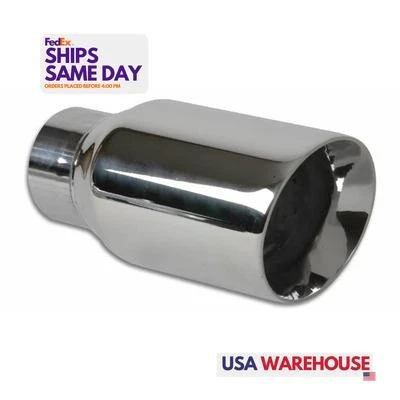 Vibrant 1209, One Polished Stainless Steel 3In Round Stainless Stee L Tip Double Foto 1 de 4