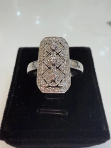 Wunderschöner 585er Weißgold Ring im Art Deko Stil m. Diamantbesatz - Bild 1 von 8