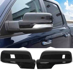 Gloss Black Side Mirror Covers Caps For Dodge Ram 1500 2019-2025 w/ Light Hole - Picture 1 of 5