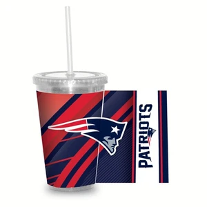 NFL Football New England Patriots 16oz Clear Tumbler W/Straw - Picture 1 of 9