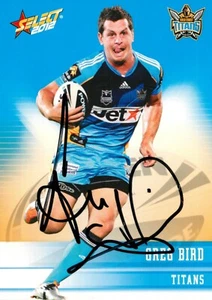 Signed 2012 GOLD COAST TITANS NRL Card GREG BIRD - Bild 1 von 2