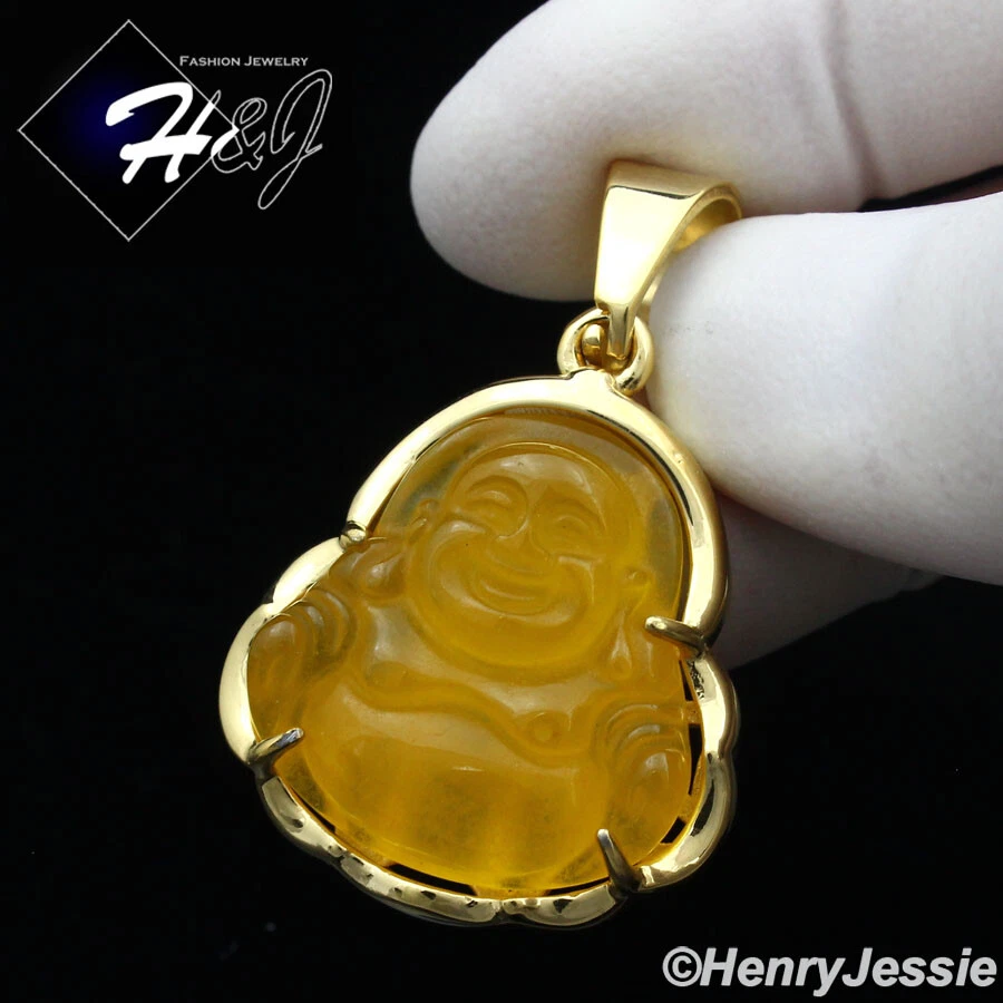 Colgante Buda chapado en plata/oro con estrás rosa/onyx/azul de acero inoxidable*123 Foto 1 de 1