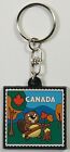 Canada Beaver Coloured Rubber Keychain Key Ring Celebration Souvenir 
