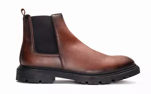 Vegan boot ankle chelsea stylish breathable lined with flexible pull-on in brown - Picture 1 of 7