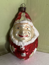 Vintage mercury glass hand blown and painted Santa Claus H. 3.5"