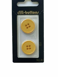 Buttons Yellow Round 4-Hole 2-Pack 3/4" 20MM Vintage Dill No. 851 Germany - Picture 1 of 8