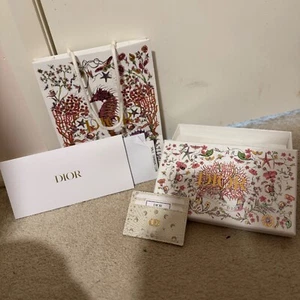 Dior Caro Freesia Card Holder, Color - Latte Calfskin w/ Gold-Tone Astral print - Picture 1 of 6