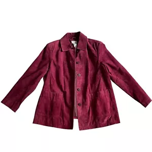 Style & Co Women’s Suede Leather Burgundy Chili Red Jacket Sz 20W - Picture 1 of 15
