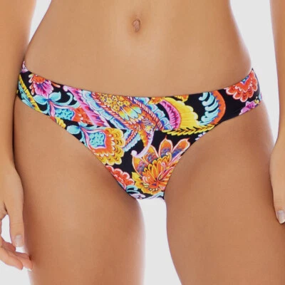 $92 Luli Fama Women's Black Moon Nights Lace Trim Banded Bikini Bottoms Size M - Image 1 of 2