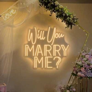 Letrero de neón Will You Marry Me | Telón de fondo personalizado para fiesta de compromiso de boda | Regalo - Imagen 1 de 10
