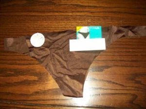 NWT VANITY FAIR NEARLY INVISIBLE THONG PANTIES 18241 3690 BROWN 80% NYL 20% SPDX - Picture 1 of 2