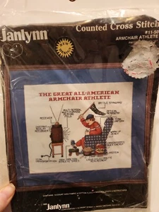 Armchair Athlete Counted Cross Stitch Kit By Janlynn - Picture 1 of 3