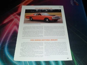 Dodge Demon 340 1972 original/Datona Iroc/RT y Viper RT/10 1992 1993 - Imagen 1 de 2