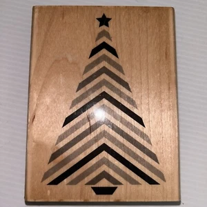 STRIPED CHEVRON CHRISTMAS TREE with STAR Rubber Stamp by Hero Arts K5849 - Picture 1 of 8