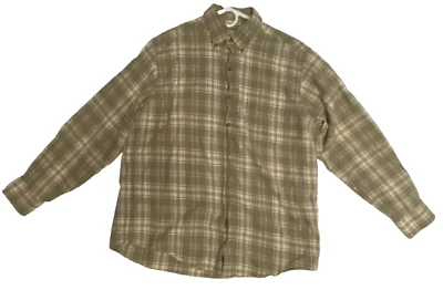 Viyella Men's Large Long Sleeve Button Front Plaid Shirt Sage Green Black - Image 1 of 4