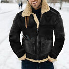 Men's Faux Suede Jacket With Contrasting Color And Fleeced Lining Outwear Coat