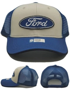 Ford Buck Wear New Cars Trucks Mesh Trucker Blue Tan Snapback Era Hat Cap - Picture 1 of 9