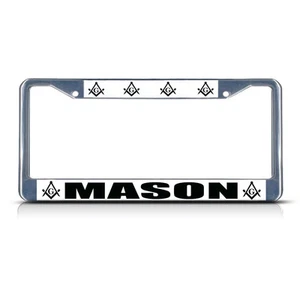 Marco de matrícula de metal de alta resistencia cromado con logotipo de MASON MASON MOSON - Imagen 1 de 1