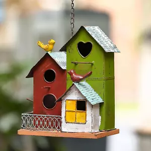 Metal Bird Houses for Outside, Hanging Large Multi Birdhouse for Outdoor Clearan - Picture 1 of 12