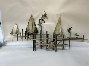 Vntage CURTIS JERE Signed 50" Brass Wall Art Sculpture Mid Century Mod Brutalist - Picture 1 of 11