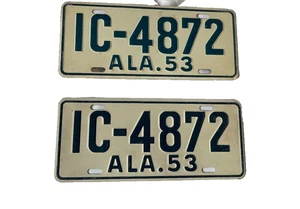 2 Vintage Wheaties Metall Fahrrad Nummernschild Müsli PASSENDES SET PAAR ALABAMA - Bild 1 von 1