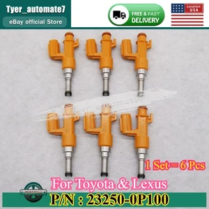 6Pcs Fuel Injector For Toyota Avalon Camry Sienna Tacoma GS350 3.5L 23250-0P100 - Picture 1 of 8