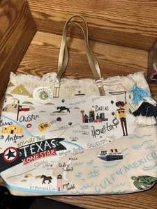 Bolso de Mano Spartina 449 Texas Bordado Grande Flecos Verano Playa Pasar Noche - Imagen 1 de 11