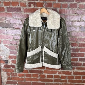 Vintage Sears Sportswear Jacket Mens 38 Olive Sherpa Lined Aviator Bomber 60s - Picture 1 of 10