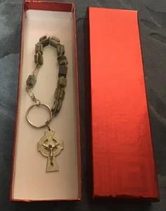 JC Walsh der kleine Rosenkranz Replik ein Paidrin Beag Jahrzehnt Marmor Perlen Schlüsselanhänger - Bild 1 von 2