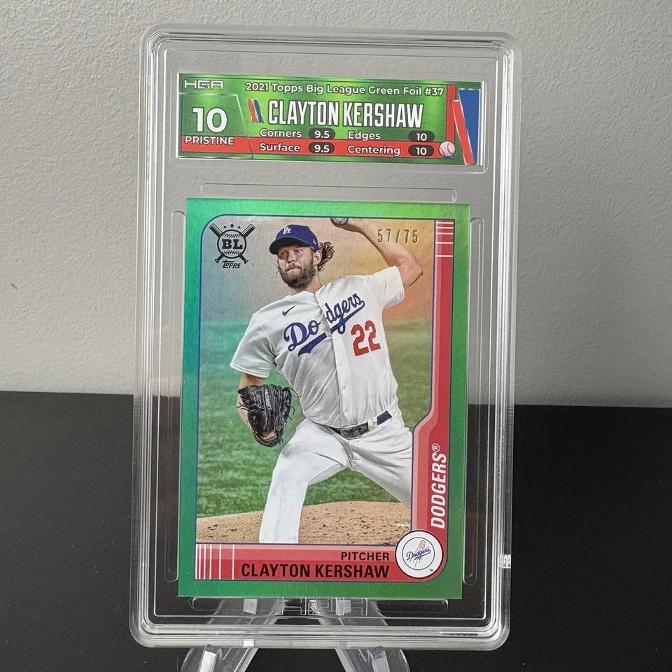 Clayton Kershaw 2021 Topps Big League Green Foil /75 HGA 10 Los Angeles Dodgers - Image 1 of 2