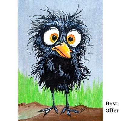 ACEO Original Cuervo Pájaro Animal Naturaleza Abstracto Acrílico Arte Pintura a Mano NUEVO Foto 1 de 4