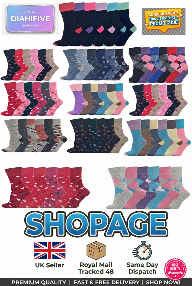 Meias femininas para diabéticos femininas suaves não elásticas aderência solta parte superior macia 6 pares - Imagem 1 de 1