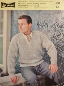 Vintage Knitting Patterns - Lee Target #1491 - Men's Fisherman's Rib Pullover - Picture 1 of 2