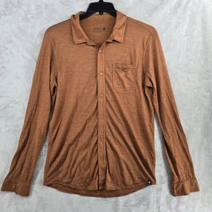 Smartwool Merino Sport 150 Button Down Shirt Mens Medium Long Sleeve Brown - Picture 1 of 10